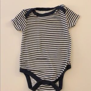 Navy and white striped onesie
